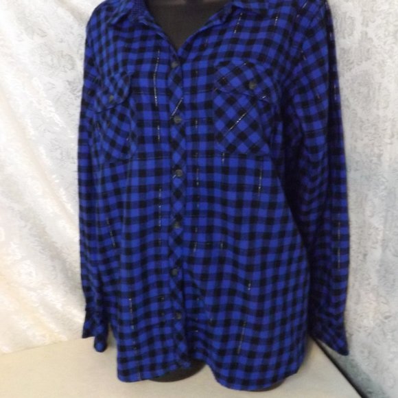 (EUC) Croft & Barrow Buffalo Plaid Blouse- Women's XL - Picture 3 of 9